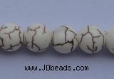 CTU36 15.5 inches 14mm round white turquoise strand beads Wholesale