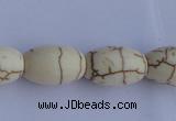 CTU38 15.5 inches 10*16mm rice shape white turquoise beads Wholesale