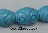 CTU886 15.5 inches 20*26mm carved rice dyed turquoise beads