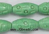 CTU888 15.5 inches 15*30mm carved rice dyed turquoise beads