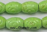 CTU891 15.5 inches 14*20mm carved rice dyed turquoise beads