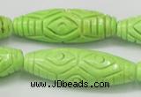 CTU892 15.5 inches 15*45mm carved rice dyed turquoise beads