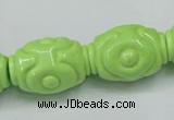 CTU893 15.5 inches 18*25mm carved rice dyed turquoise beads