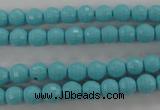 CTU910 15.5 inches 4mm faceted round synthetic turquoise beads