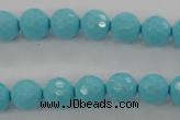 CTU913 15.5 inches 10mm faceted round synthetic turquoise beads