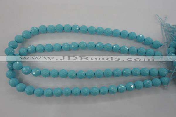 CTU913 15.5 inches 10mm faceted round synthetic turquoise beads