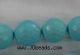 CTU915 15.5 inches 14mm faceted round synthetic turquoise beads