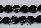 CTW03 15.5 inches 12mm twisted coin black agate beads wholesale