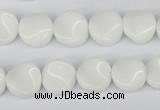 CTW08 15.5 inches 12mm twisted coin white agate beads wholesale