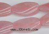 CTW106 15.5 inches 15*30mm twisted rectangle rose quartz beads