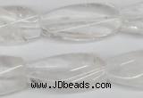 CTW110 15.5 inches 15*30mm twisted rectangle white crystal beads