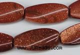 CTW112 15.5 inches 15*30mm twisted rectangle goldstone beads