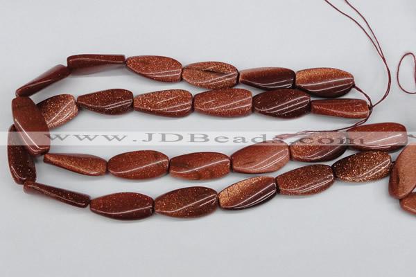 CTW112 15.5 inches 15*30mm twisted rectangle goldstone beads