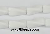 CTW127 15.5 inches 9*20mm twisted trihedron white agate beads