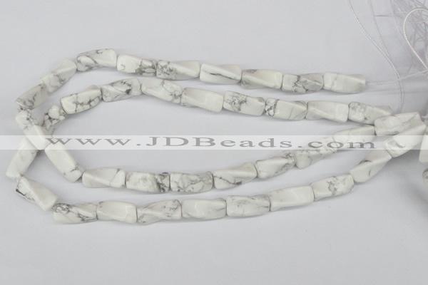 CTW134 15.5 inches 9*20mm twisted trihedron white howlite beads