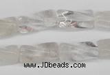 CTW137 15.5 inches 9*20mm twisted trihedron white crystal beads