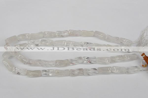 CTW137 15.5 inches 9*20mm twisted trihedron white crystal beads