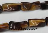 CTW140 15.5 inches 9*20mm twisted trihedron yellow tiger eye beads