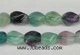 CTW147 15.5 inches 8*11mm twisted rice fluorite gemstone beads