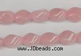 CTW148 15.5 inches 8*11mm twisted rice rose quartz beads