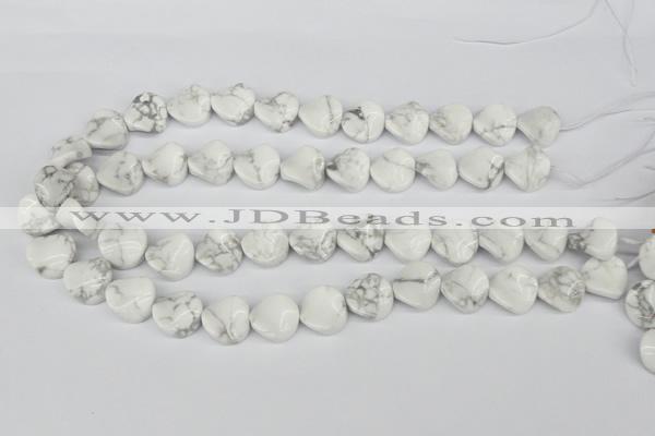 CTW19 15.5 inches 16mm twisted coin white howlite turquoise beads