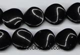 CTW20  15.5 inches 16mm twisted coin black agate beads wholesale