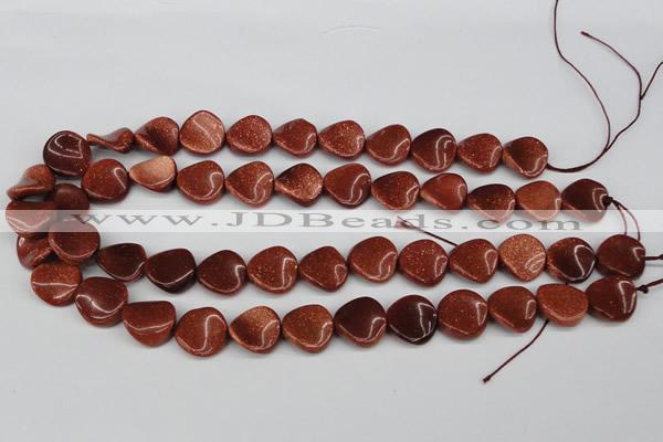 CTW22 15.5 inches 16mm twisted coin goldstone beads wholesale