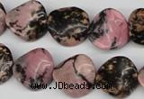 CTW24 15.5 inches 16mm twisted coin rhodonite beads wholesale