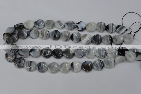 CTW27 15.5 inches 16mm twisted coin botswana agate beads wholesale