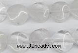 CTW29 15.5 inches 16mm twisted coin white crystal beads wholesale