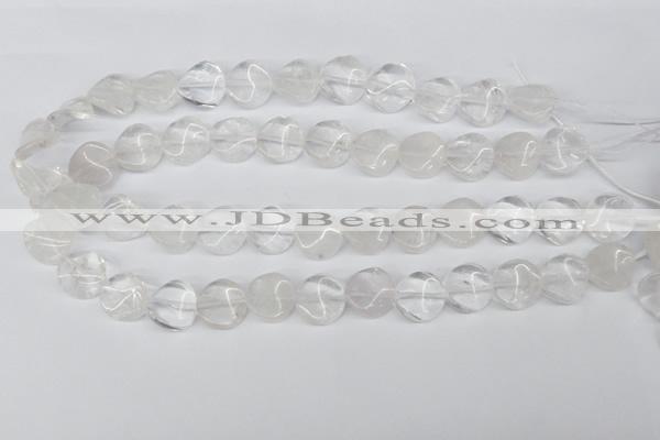 CTW29 15.5 inches 16mm twisted coin white crystal beads wholesale