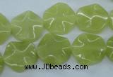 CTW300 15.5 inches 16mm wavy coin olive jade gemstone beads