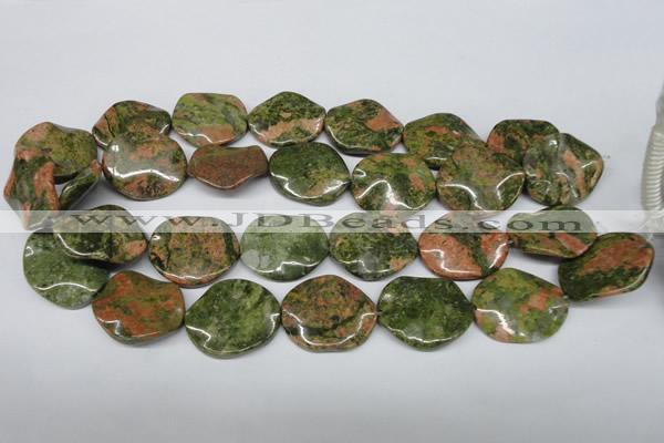 CTW310 15.5 inches 25*30mm wavy oval unakite gemstone beads