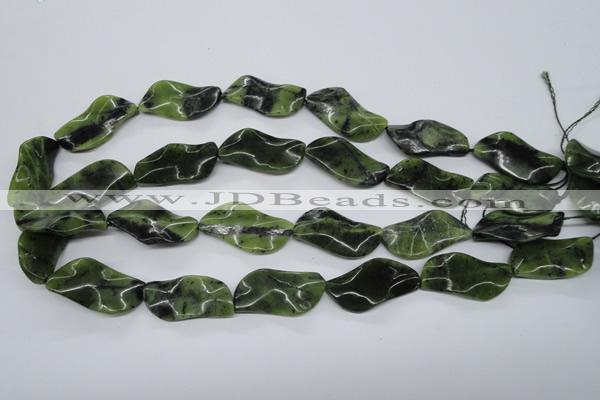 CTW318 15.5 inches 15*30mm wavy marquise Canadian jade beads