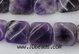 CTW351 15.5 inches 16*16mm twisted square dogtooth amethyst beads