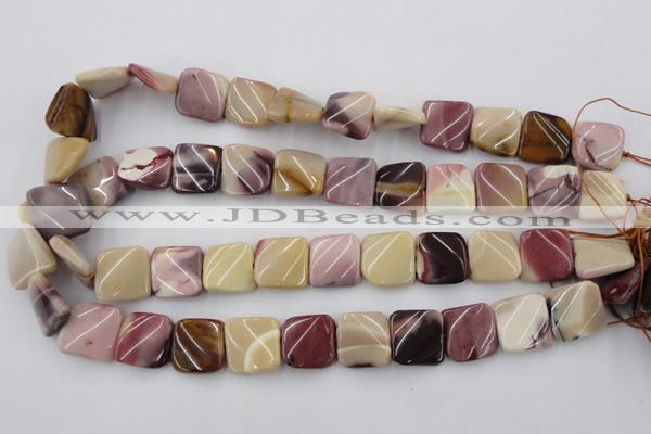 CTW353 15.5 inches 16*16mm twisted square mookaite beads