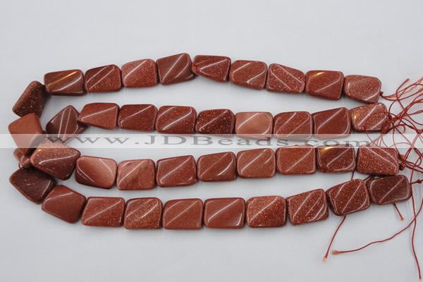 CTW370 15.5 inches 15*20mm twisted rectangle goldstone beads