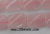 CTW371 15.5 inches 15*20mm twisted rectangle rose quartz beads