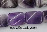 CTW372 15.5 inches 15*20mm twisted rectangle dogtooth amethyst beads