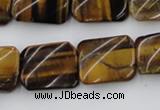 CTW380 15.5 inches 15*20mm twisted rectangle yellow tiger eye beads