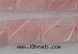 CTW391 15.5 inches 18*25mm twisted rectangle rose quartz beads