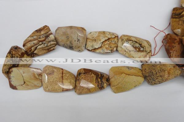 CTW425 15.5 inches 32*42mm faceted & twisted picture jasper beads