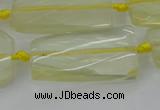 CTW455 20*38mm faceted & twisted rectangle lemon quartz beads