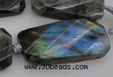 CTW457 20*38mm faceted & twisted rectangle labradorite beads