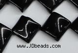 CTW46 15.5 inches 15*15mm twisted diamond black agate beads