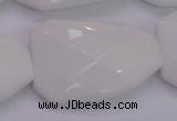 CTW515 15.5 inches 30*40mm faceted & twisted white porcelain beads