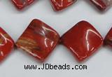 CTW52 15.5 inches 15*15mm twisted diamond red jasper beads