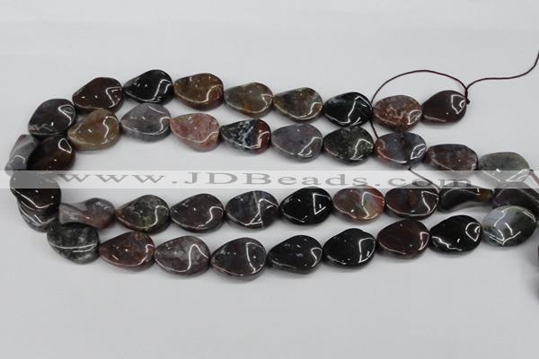 CTW74 15.5 inches 15*20mm twisted oval moss agate gemstone beads