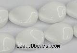 CTW76 15.5 inches 15*20mm twisted oval white agate gemstone beads