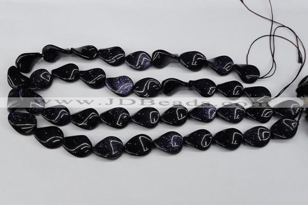 CTW79 15.5 inches 15*20mm twisted oval blue goldstone beads